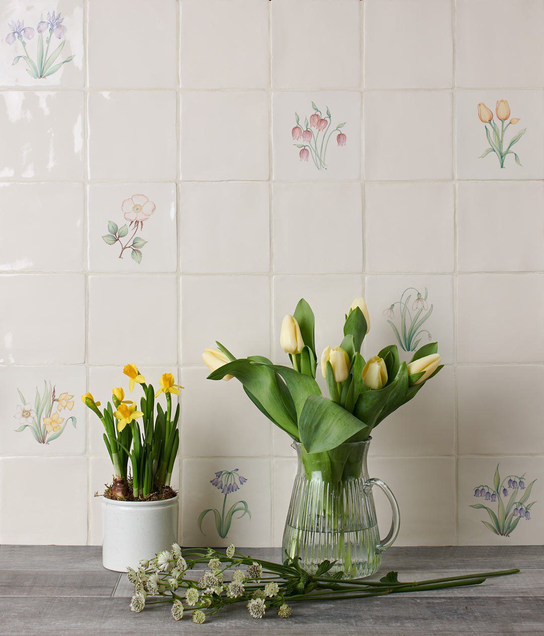 Spring Flowers Hand Painted Tiles | Wall Tiles | Marlborough Tiles